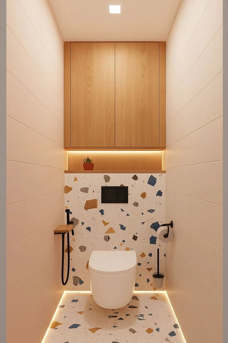 Cream limestone large-format floor tiles in bright hallway installed by Northbrook Tile Installer
